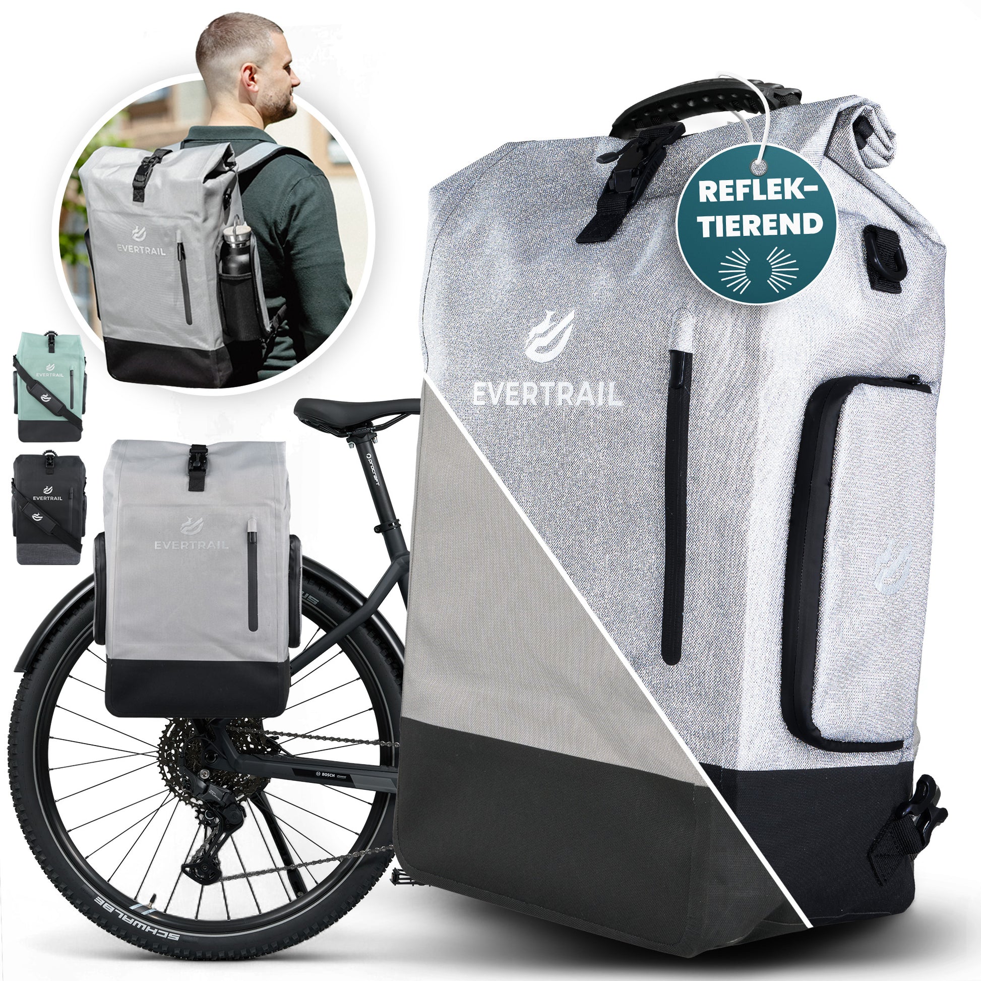 3in1 Fahrradtasche wasserdicht – Rucksack & Gepäckträger
