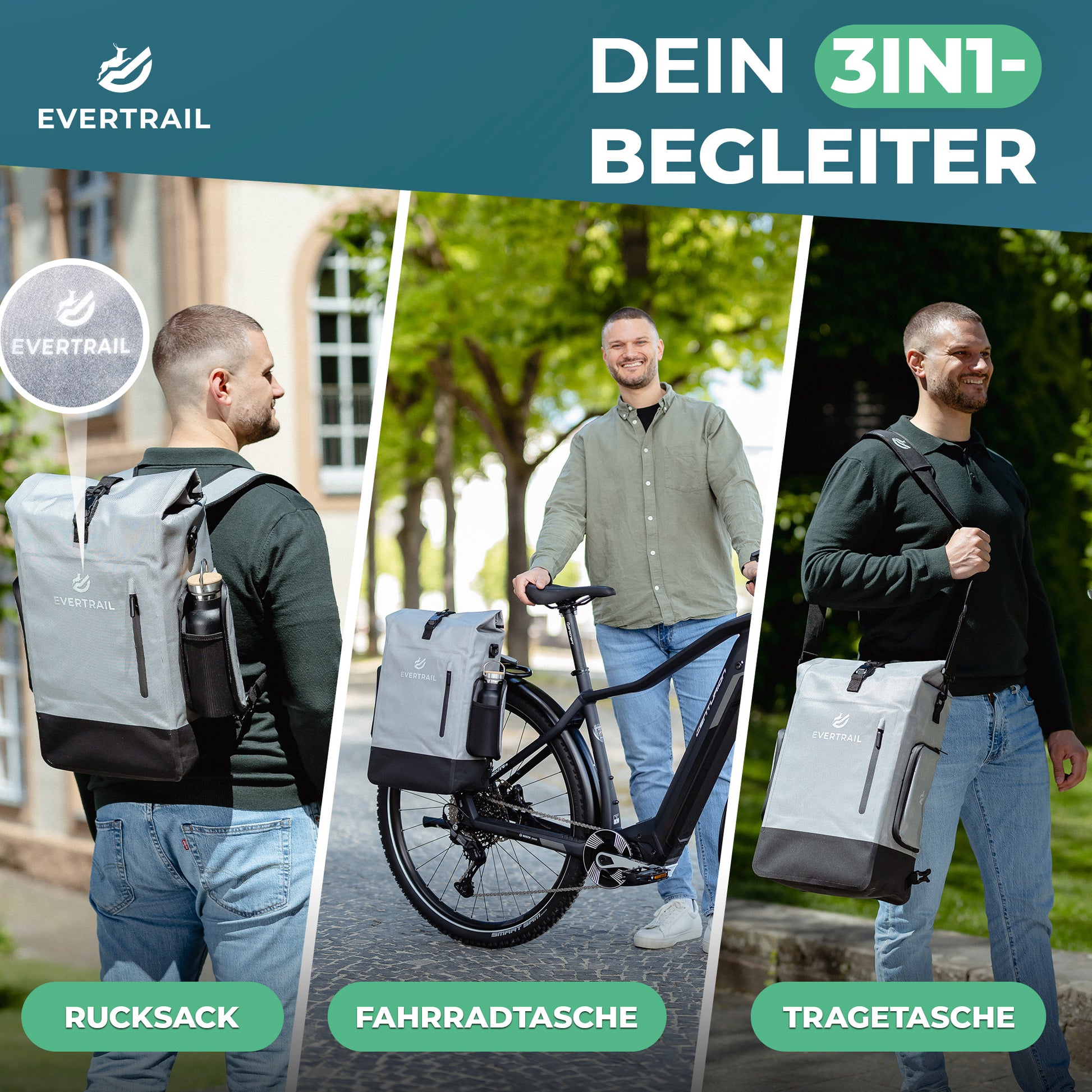 fahrradtasche dreiteilig 3in1 Fahrradtasche – Evertrail